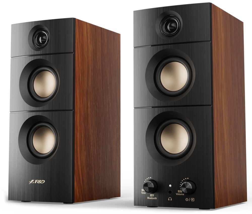 FENDA F&D repro R330BT/ 2.0/ 20W/ dřevěné/ černé/ BT5.3/ USB vstup