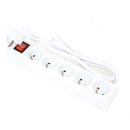FIESTA prodlužovací přívod 230V, 1.5m, 5 zásuvek, vypínač, bílá FL5F15W
