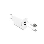 Fixed nabíječka do sítě, konektor 2x USB-A, kabel USB -> Lightning (MFI) délka 1 m, 15 W, bílá FIXC15-2UL-WH