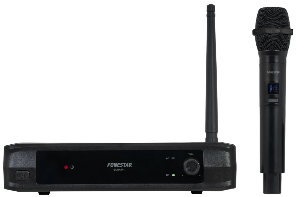 Fonestar bezdrátový UHF mikrofonní set, fixní frekvence, dosah 30 m, DSP, XLR/Jack výstup, 12V DC SONAIR-1M