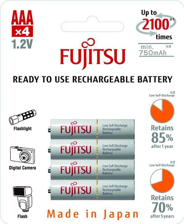 Fujitsu prednabité batérie R03/AAA, 2100 nabíjacích cyklov, blister 4ks 4976680591250
