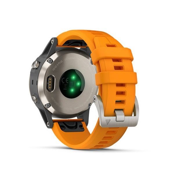 garmin fenix 5 plus sapphire titanium with solar flare orange band
