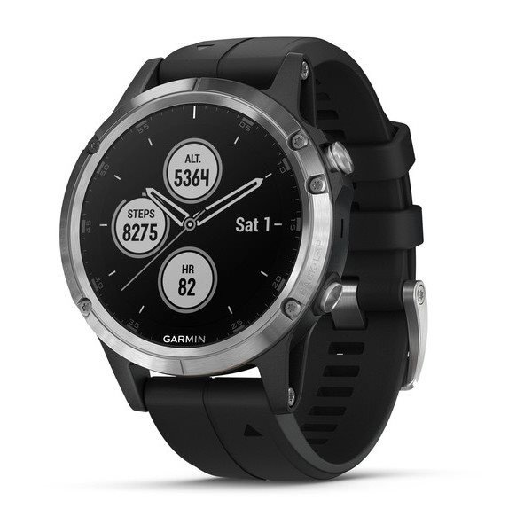 GARMIN GPS chytré hodinky fenix5 Plus Silver, Black Band 010-01988-11