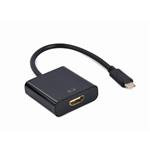 Gembird adaptér USB-C (M) na HDMI (F), 4K@60H, 0,15m kábel, čierny A-CM-HDMIF-04