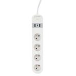 GEMBIRD chytrá prodlužovačka s USB nabíječkou, 4 francouzské zásuvky, černá TSL-PS-F4U-01