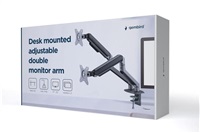 GEMBIRD Držák 2 monitorů na stůl MA-DA2-05, naklápěcí, až do 32” a 9kg, vesmírně šedý