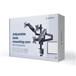 GEMBIRD Držák 3 monitorů na stůl MA-DA3-01, naklápěcí, až do 27” a 7kg, černý