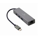 Gembird Gigabitový síťový adaptér USB-C s 3portovým rozbočovačem USB 3.1 A-CMU3-LAN-01