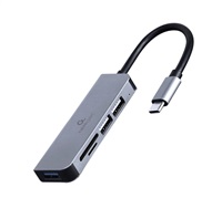 GEMBIRD hub, 3-port USB 3.1, Type-C, se čtečkou karet UHB-CM-CRU3P1U2P2-01