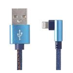 Gembird kábel nabíjací Lightning 8-pin (M) 90° na USB 2.0 (M), opletený, 1 m, modrý CC-USB2J-AMLML-1M-BL
