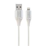 Gembird kábel nabíjací Lightning 8-pin (M) na USB 2.0 (M), prémiový, opletený, 1 m, biely