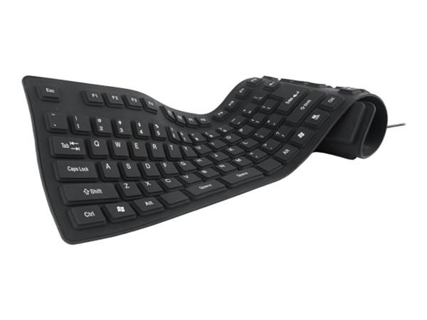 GEMBIRD KB-109F-B Flexibilní silikonová klávesnice voděodolná USB+OTG černá