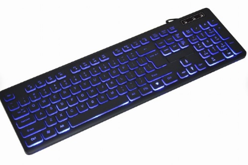 GEMBIRD Multimediální klávesnice s 3barevným podsvícením, černá, americké rozložení kláves KB-UML3-02