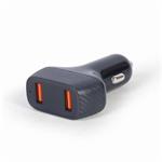 Gembird Nabíječka do auta, 2x USB, fast charger, QC3.0, 36 W, černá PDP051145