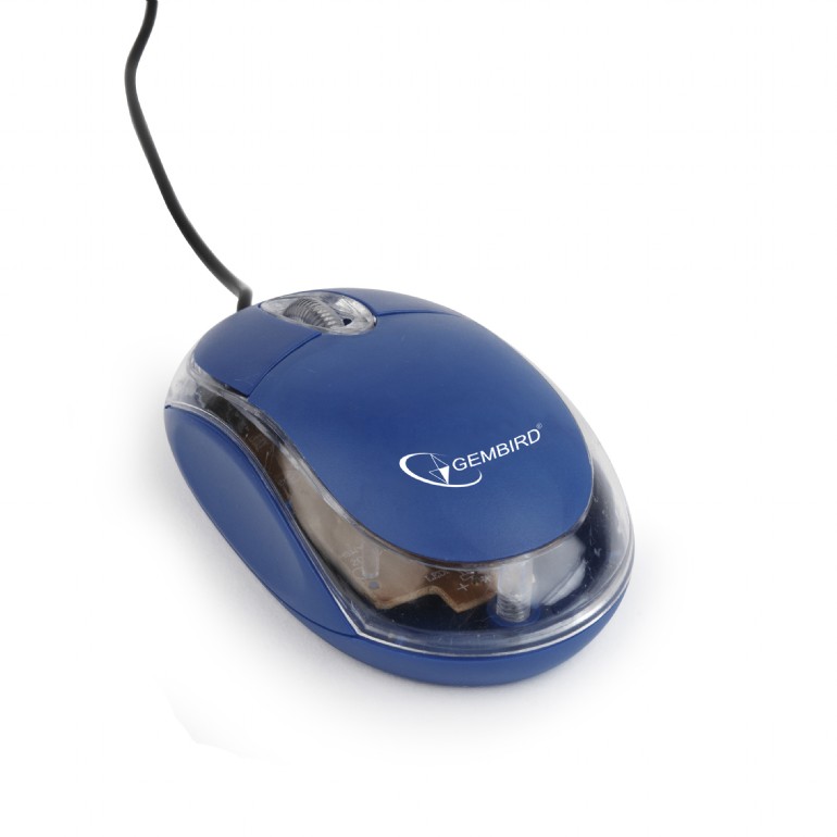 Gembird optická myš 1000 DPI, USB, modrá/priehľadna