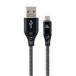 Gembird Premium cotton braided Micro-USB charging and data cable,1m,black/white CC-USB2B-AMmBM-1M-BW