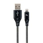 Gembird Premium cotton braided Type-C USB charging and data cable,1m,black/white CC-USB2B-AMCM-1M-BW