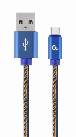 Gembird Premium jeans (denim) Type-C USB cable with metal connectors, 1m, blue CC-USB2J-AMCM-1M-BL