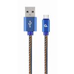 Gembird Premium jeans (denim) Type-C USB cable with metal connectors, 2m, blue CC-USB2J-AMCM-2M-BL
