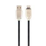 Gembird Premium rubber 8-pin charging and data cable, 1m, black CC-USB2R-AMLM-1M