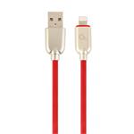 Gembird Premium rubber 8-pin charging and data cable, 1m, red CC-USB2R-AMLM-1M-R
