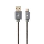 Gembird Premium spiral metal Type-C USB charging and data cable,2m,metallic-grey CC-USB2S-AMCM-2M-BG