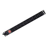GEMBIRD rozvodná jednotka PDU s 10 zásuvkami C13, výška 1U, proud 16 A, zástrčka C19, kabel 2 m EG-PDU-10C132C19