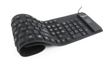 Gembird silikónová klávesnica, USB + PS/2 combo, čierna, US rozloženie kláves KB-109F-B