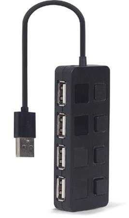 GEMBIRD USB 2.0 4portový hub s vypínači – černý UHB-U2P4-05