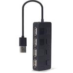GEMBIRD USB 2.0 4portový hub s vypínači – černý