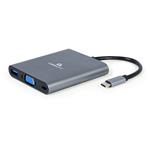 Gembird USB-C 6v1 multiport USB 3.1 + HDMI + VGA + PD + čtečka karet + stereo audio A-CM-COMBO6-01