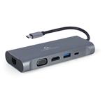 Gembird USB-C 7v1 multiport USB 3.0 + HDMI + VGA + PD + čtečka karet + stereo audio A-CM-COMBO7-01