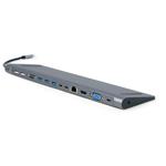 Gembird USB-C 9v1 multiport USB + HDMI + VGA + PD + čtečka karet + LAN + audio A-CM-COMBO9-01