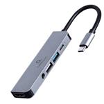Gembird USB typu-C 5-in-1 multisortový adaptér (HUB + HDMI + PD + stereo audio) A-CM-COMBO5-02
