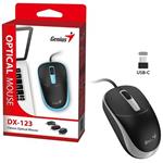 Genius DX-123 Myš, drátová, optická, 1200DPI, 3 tlačítka, USB-C, černo-šedá 31010033407