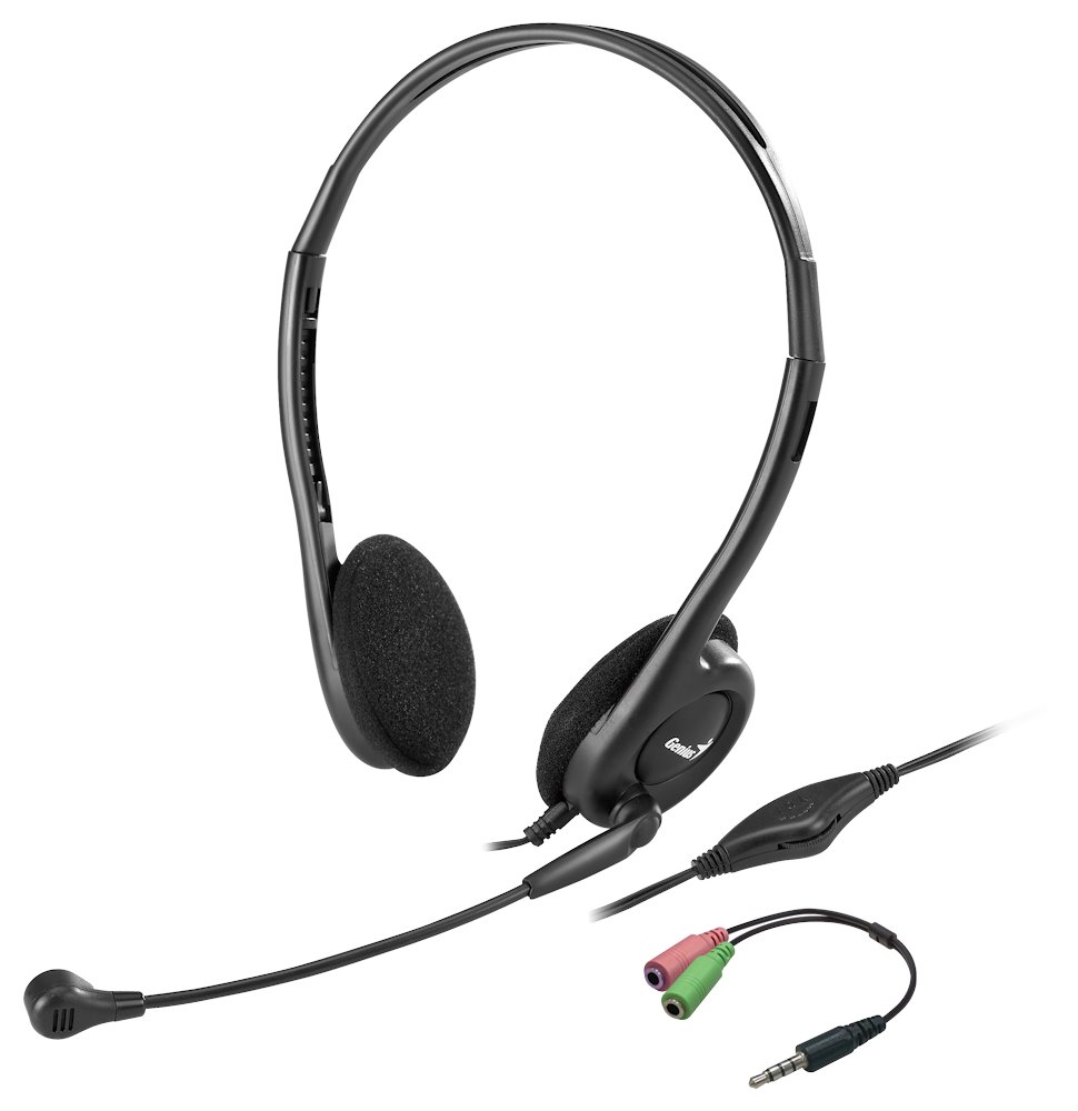 GENIUS headset HS-200C, 2x 3,5 jack, redukce na single jack 31710151104