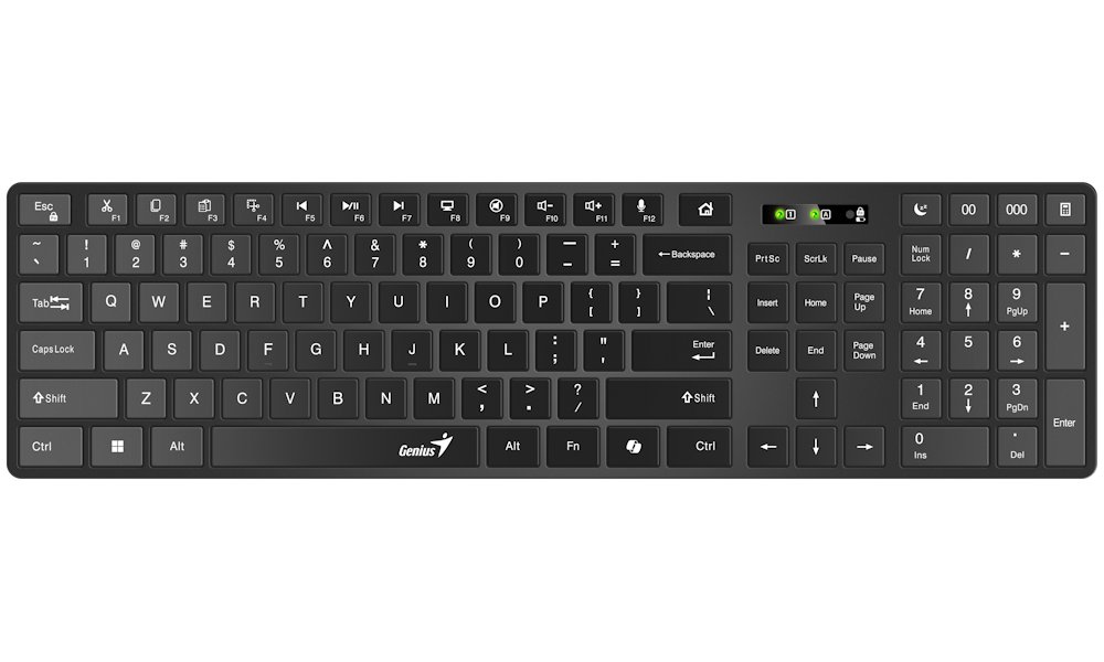 GENIUS Slimstar 7250BT Black/ bezdrátová 2,4GHz + BT5.0/ Copilot/ USB/ černá/ CZ+SK layout 31320004409