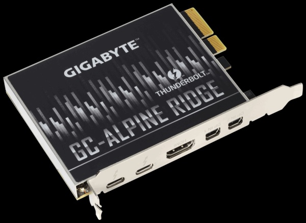 GIGABYTE GC-ALPINE RIDGE, Intel® Thunderbolt™ 3 Certified add-in card, USB Type-C, DisplayPort, HDMI GC-ALPINE RIDGE 2.0
