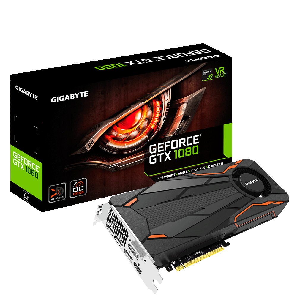 GIGABYTE grafická karta nVIDIA GTX1080 Turbo OC/ PCI-E/ 8GB GDDR5X/ 3xDP/ HDMI/ DVI/ active (Overclock) GV-N1080TTOC-8GD