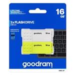 GOODRAM Flash Disk 2x16GB UME2, USB 2.0, bílá, žlutá UME2-0160MXR11-2P