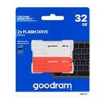 GOODRAM Flash Disk 2x32GB UME2, USB 2.0, bílá, červená UME2-0320MXR11-2P