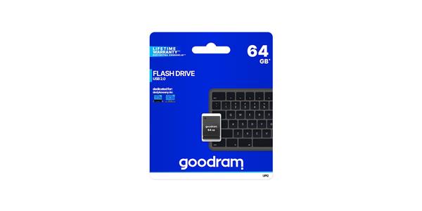Goodram USB flash disk, 2.0, 32GB, UPI2, čierny, UPI2-0320K0R11, podpora OS Win 7