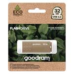 Goodram USB flash disk, USB 3.0, 32GB, UME3 ECO FRIENDLY, hnedý, UME3-0320EFR11, USB A, s krytkou