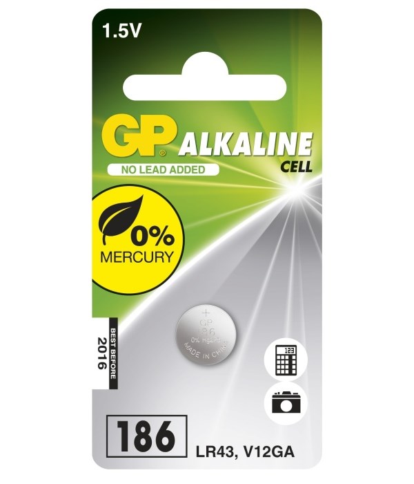 GP LR43 (GP186, 11.6 x 4.2 mm) - 1 ks