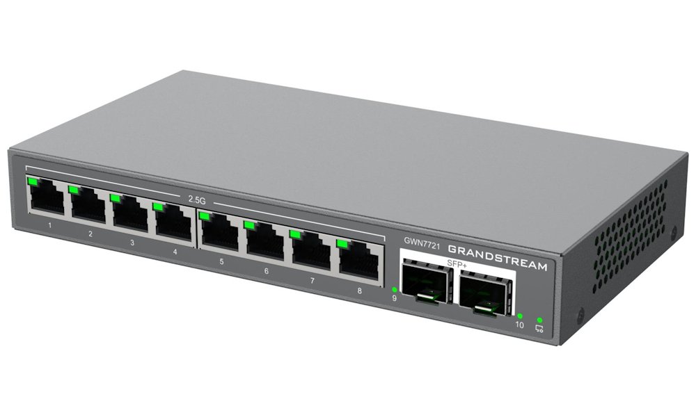 Grandstream GWN7721 L2 Lite managed switch, 8x 2.5GbE RJ45, 2x 10G SFP+
