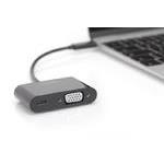 Graphic Adapter VGA 1080p FHD to USB 3.1 Type C, Power Delivery, audio black alu DA-70857