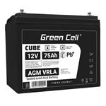 Green Cell CUBE AGM IP54 12V 75Ah VRLA Battery Gel deep cycle powerchair photovoltaic leisure battery campe AGM12V75AH-J