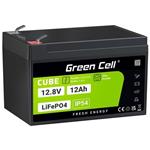 Green Cell CUBE LiFePO4 baterie pro volný čas 12Ah 12,8V 153,6Wh solární baterie pro invalidní vozík, hračk LFPGC12V12AH
