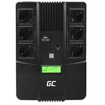 Green Cell Nepřerušitelný napájecí zdroj UPS AiO 600VA 360W s LCD displejem | VERZE EU | 6x zásuvky Schuko UPS06