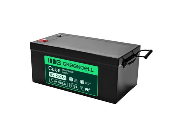 Greencell AGM VRLA 12V 250Ah baterie pro lodě, fotovoltaiku, solární panely (520x268x225mm) AGM12V250AH-H